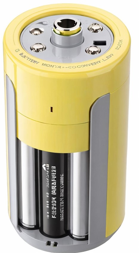 AA battery converter, yellow shell with AA batteries inside