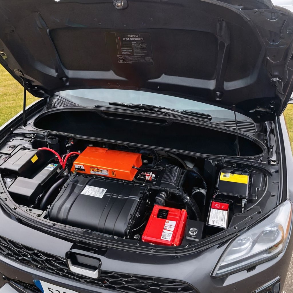 a car with a hood open