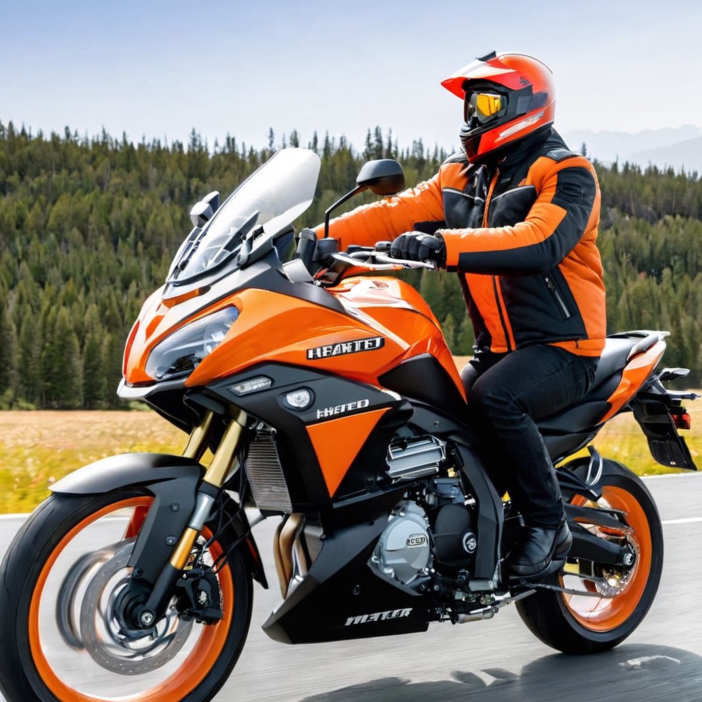 Man on motorcycle wearing heated jacket