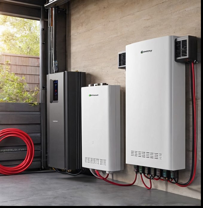home garage with home battery backup without solar units installed along the wall