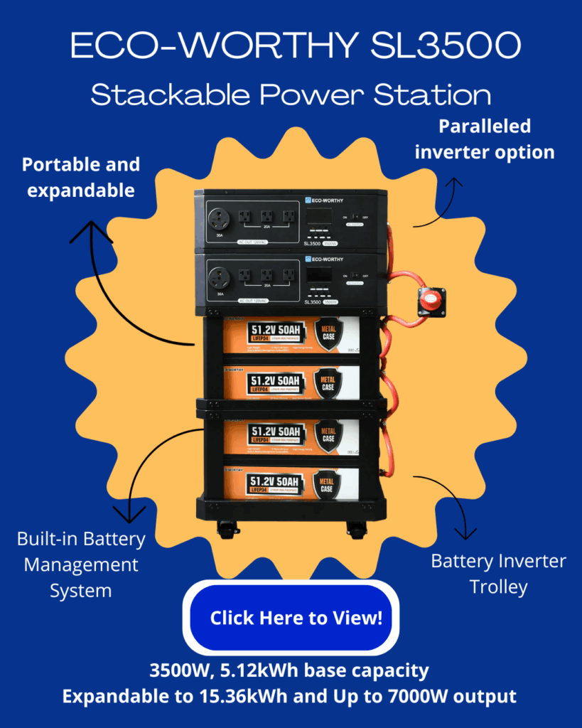 The SL3500 is a portable energy storage device with a power rating of 3500W and a capacity of 5.12KWH.
